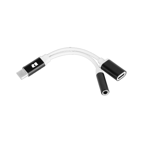 Adapter USB typ C -> gniazdo Jack 3,5 4-polowy + gniazdo typ C, REBEL