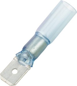 Końcówka konektora męska 6.3mm, Crimpseal II, niebieska