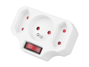 Rozgałęźnik sieciowy R-12WS-B z wyłącznikiem, biały