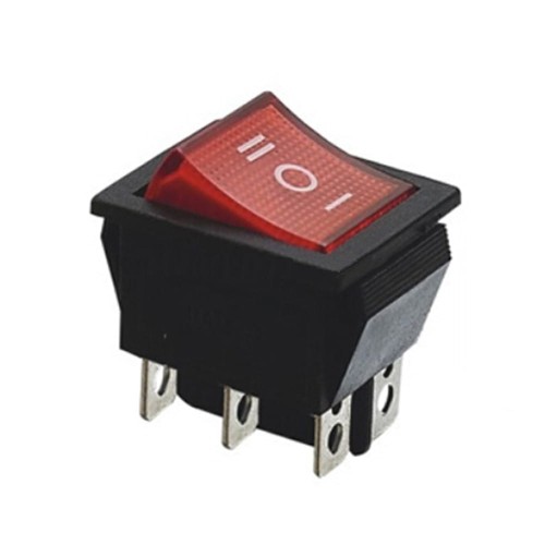 Przełącznik RS203-6C3R, 250V/15A podświetlany, czerwony, ON-OFF-ON