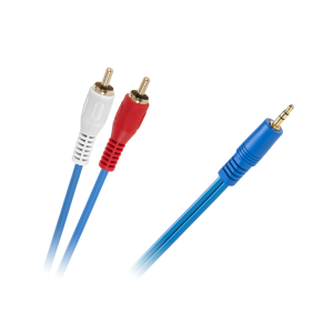 Kabel Jack 3.5/2x RCA, 3m, niebieski, 4mm