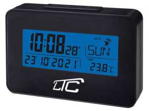 Zegar budzik z termometrem sterowany radiowo czarny STP05C LX