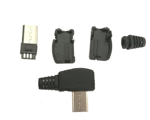 Wtyk USB B micro na kabel, kątowy, czarny