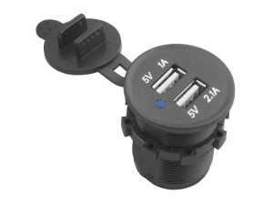 Ładowarka samochodowa USB do zabudowy 12/24V, 2,1A + 1A