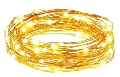 Lampki LED 10, drucik, białe ciepłe, na baterie