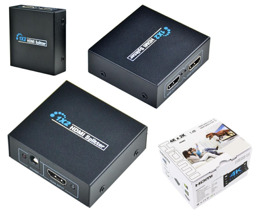 Switch HDMI gniazdo INPUT -> 2 gniazda OUTPUT, aktywny
