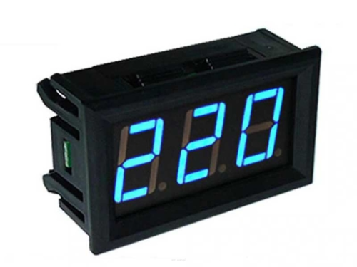 Panelowy woltomierz LED 30-500V AC, niebieski
