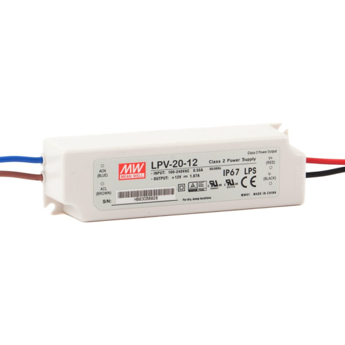 Zasilacz LED LPV-20, 12V/1,67A, stałonapięciowy, IP67