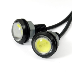 Żarówka LED 12V, 1W, 23mm, biała soczewka, czarna obudowa