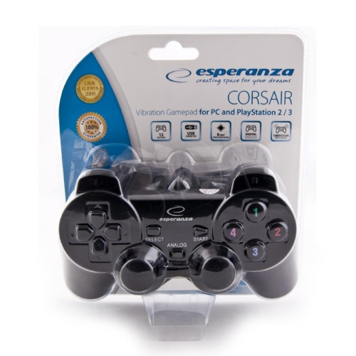 Gamepad Vibration EG106 PS2/PS3/PC USB Esperanza