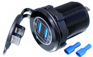 Ładowarka samochodowa 2x USB, montażowa, 12/24V, Quick Charge 3.0