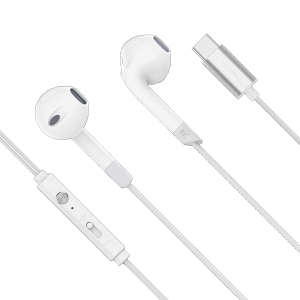 Słuchawki KMPC2-W douszne z mikrofonem na USB-C, Kruger&Matz, białe