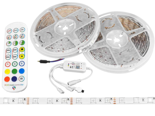 Sznur LED RGB 5050, 2x 5m, IP65, wodoodporny, WiFi + pilot