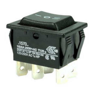 Przełącznik C1570ALMBB730W, ON-OFF-ON, 2 tory, czarny