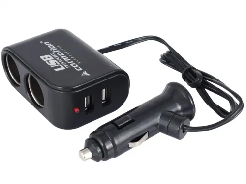 Rozgałężnik zapalniczki wtyk -> 2 gniazda + 2 USB 3.1A