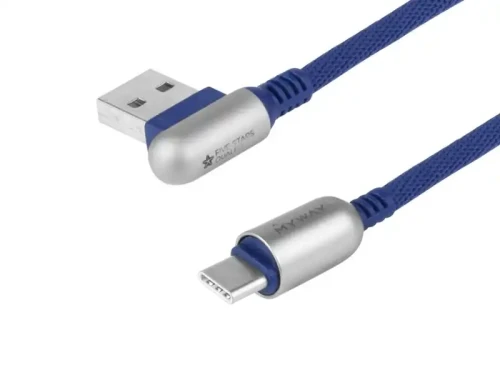 Kabel USB wtyk A - wtyk typ C 1,2m kątowy, mikrofibra
