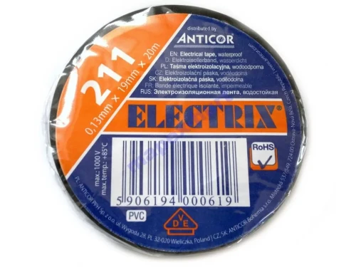 Taśma izolacyjna Electrix 20m/19mm czarna