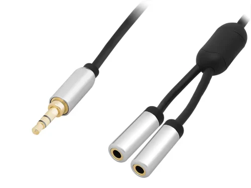 Rozgałęźnik wtyk jack 3,5 - 2x gniazdo jack 3,5 15 cm metal