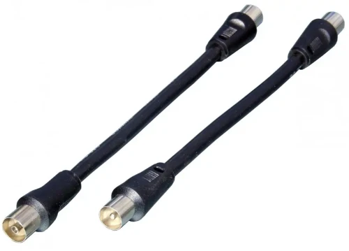 Łącznik TV wtyk - gniazdo na kablu 10 cm