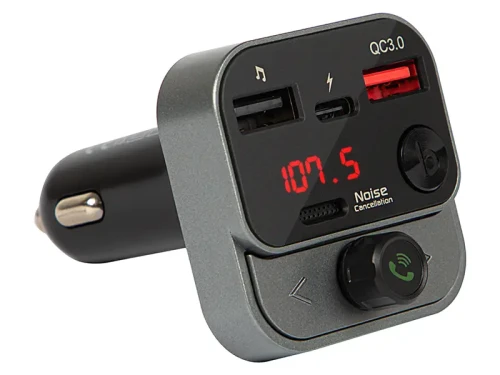 Transmiter FM Bluetooth QC3.0 + PD 30W zestaw głośnomówiący