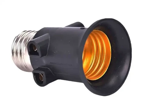 Adapter elektryczny E27 -> 2 gniazda sieciowe "złodziejka" czarna