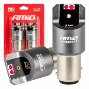 Led BAY15D P21/5W 12/24V 4x3030 czerwone Canbus Pro 2szt.