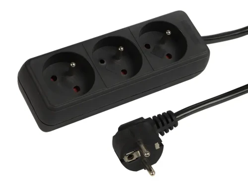 Przedłużacz sieciowy 3 gniazda 1,5m czarny kabel 3x1,5mm2