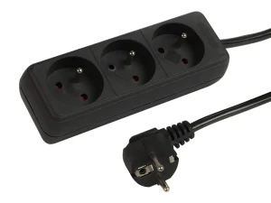 Przedłużacz sieciowy 3 gniazda 3m czarny kabel 3x1,5mm2
