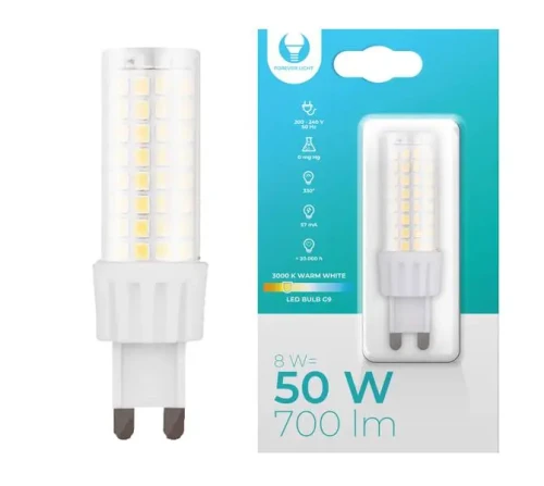 Żarówka LED G9, 8W, 3000K, 230V