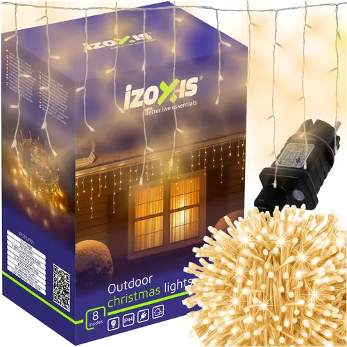 Lampki sople 500 LED białe ciepłe zewnętrzne IP44 22,5m