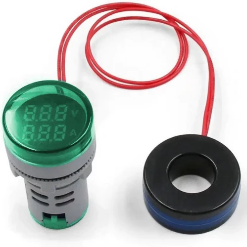 Woltomierz, amperomierz 28mm 20-500V/100A zielony