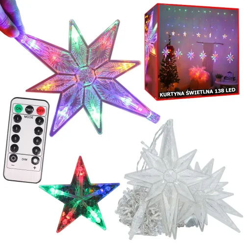 Kurtyna 138 LED gwiazdy RGB