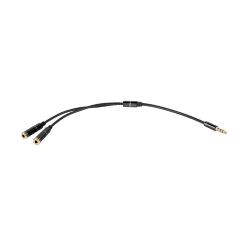 Adapter Jack 3,5 4-polowy - 2 gniazda Jack 3,5 stereo 20cm