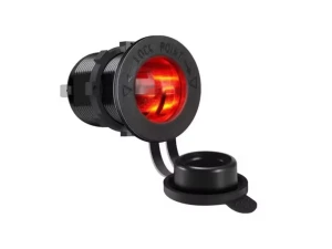 Gniazdo zapalniczki hermetyczne LED czerwone