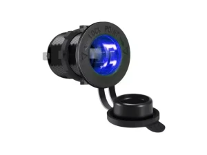 Gniazdo zapalniczki hermetyczne LED niebieskie