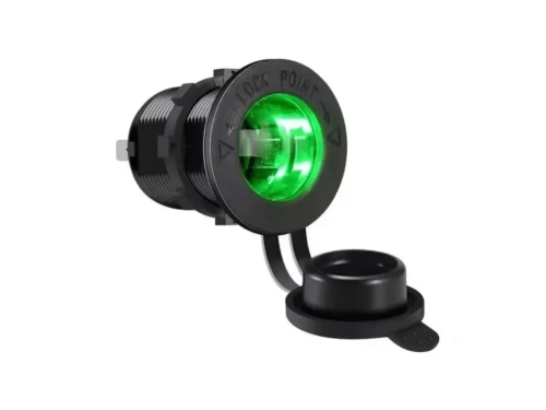 Gniazdo zapalniczki hermetyczne LED zielone