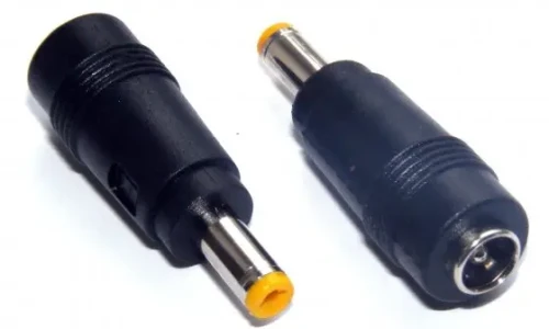 Redukcja DC gniazdo 2,5x5,5mm -> wtyk 1,7x5,5mm, żółty