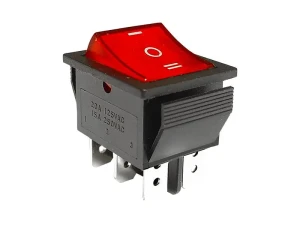 Przełącznik kołyskowy ON-OFF-ON czerwony 250V