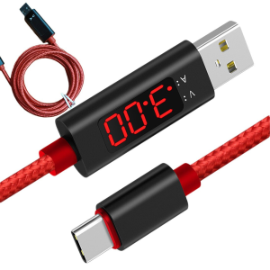 Kabel USB wtyk A - wtyk typu C 1m wbudowany woltomierz i amperomierz