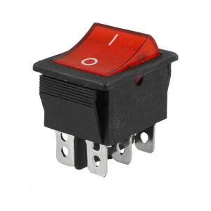 Przełącznik KCD6 chwilowy 15A/250V (ON)-OFF czerwony