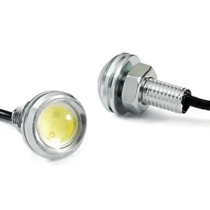 Żarówka LED 12V 1W 23mm biała soczewka srebrna