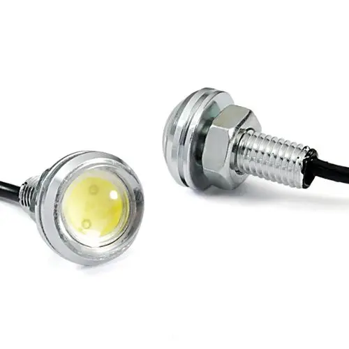 Żarówka LED 12V 1W 23mm biała soczewka srebrna