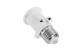Adapter elektryczny E27 -> 2 gniazda sieciowe "złodziejka" biała