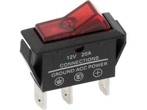 Przełącznik ASW-09D 3 pin, czerwony, podświetlany