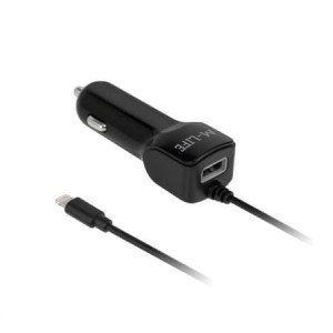 Ładowarka samochodowa lightning USB+2,1A M-life
