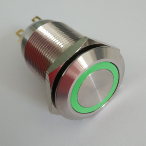 Przełącznik PBW-19AP 2A/250V bistabilny, wandaloodporny, zielony(12V)