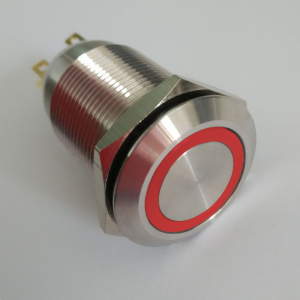 Przełącznik PBW-19BP 2A/250V monostabilny, wandaloodporny, czerwony(12V)