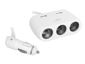 Rozgałęźnik zapalniczki wtyk/ 3x gniazdo + 2x USB 1,0A 12-24V biały AS7B