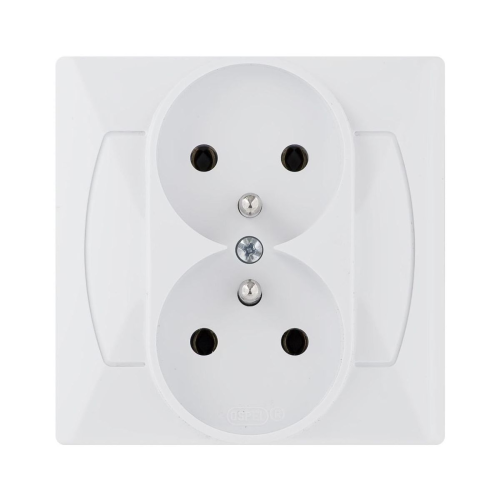 Gniazdo sieciowe podwójne podtynkowe z uziemieniem AKCENT