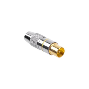 Wtyk antenowy metalowy, srebrny